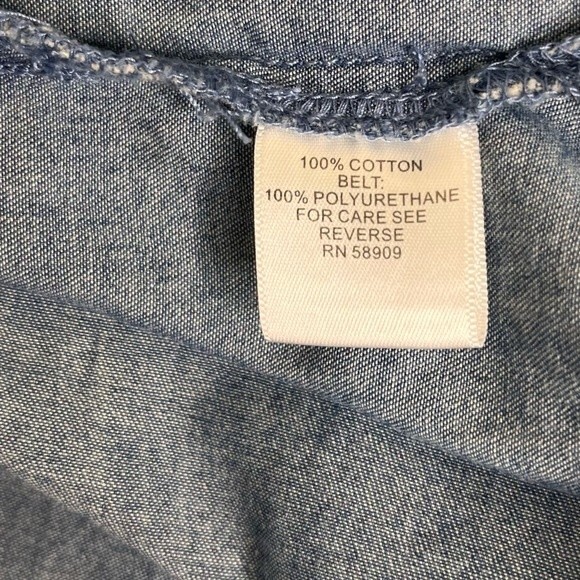 Nurture Chambray Denim Roll Tab Sleeve Embroidered Blue Shift Dress Women XL - Picture 9 of 16